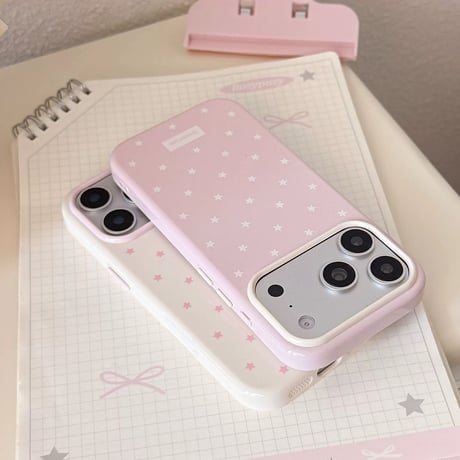 パステルカラースタードットバイカラーiPhoneケース