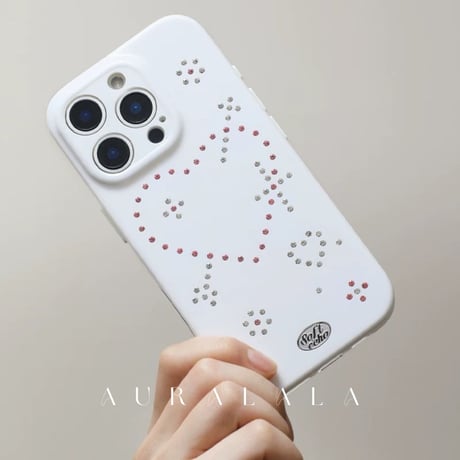 ラインストーンデコハートキューピッド💘iPhoneケース