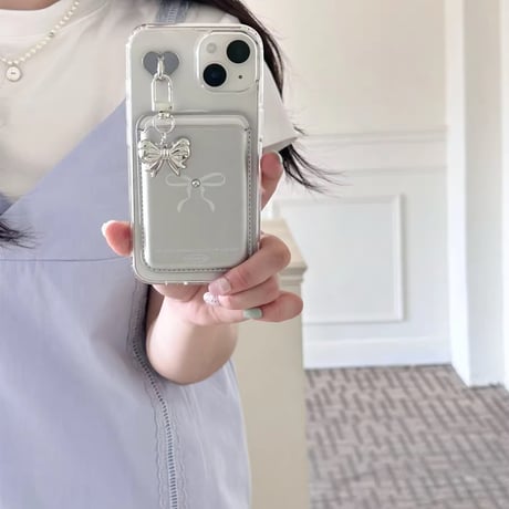 【Magsafe対応】リボン×リボン カードホルダー付きiPhoneケース