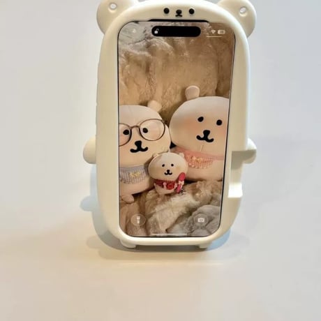 【iPhone17対応】まんまるしっぽスタンドくまさんiPhoneケース