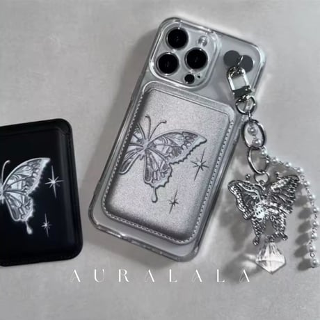 butterfly カードホルダー付きiPhoneケース
