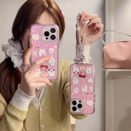 いっぬやみー柄ピンクiPhoneケース