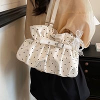 ドット柄ベルトくしゅくしゅショルダートートバッグ