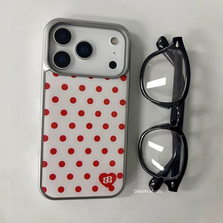 【iPhone17対応】レトロレッドドットiPhoneケース