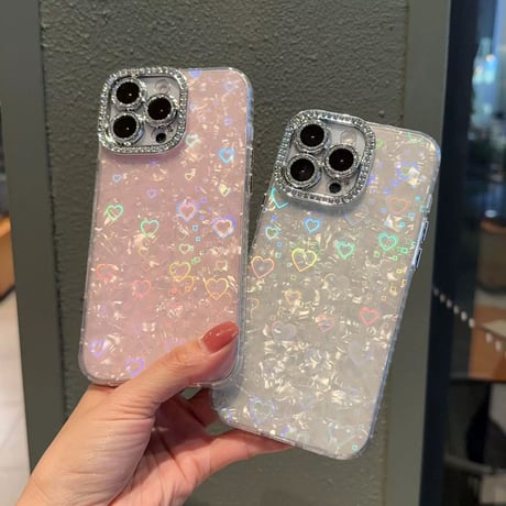 偏光ラメハート♡♡キラキラiPhoneケース