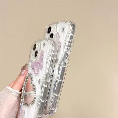 ハートミラー×チョウ クリアiPhoneケース