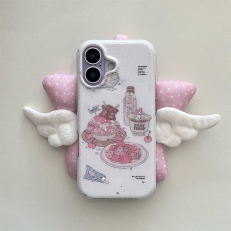 【iPhone17対応】メルヘンイラストストロベリー🍰ベアiPhoneケース