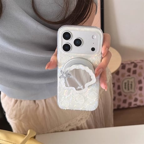 シェル🐚ミラーグリップiPhoneケース