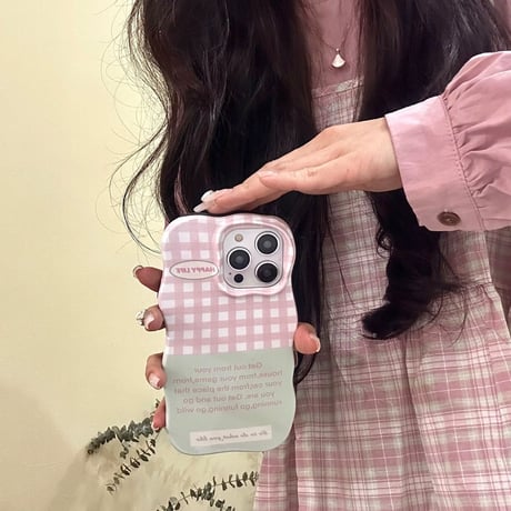 パステルマカロンカラーチェックツートンカラーiPhoneケース
