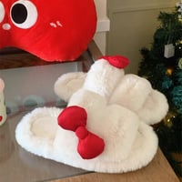 ふわふわデカリボン付きルームシューズ/スリッパ/部屋着/ホームウェア