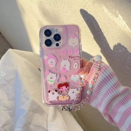 いっぬやみー柄ピンクiPhoneケース