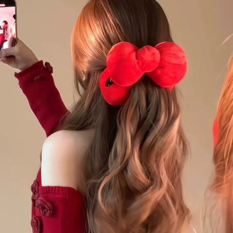 おおきいふっくらキャラリボンヘアクリップ / ヘアバレッタ / バナナクリップ