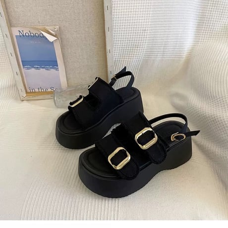 厚底ダブルベルトサンダル