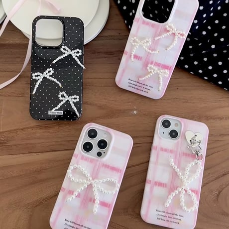 選べる4タイプ♡パールリボンデザインiPhoneケース