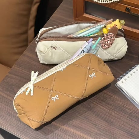 カフェラテ☕リボン柄ペンケース/ポーチ
