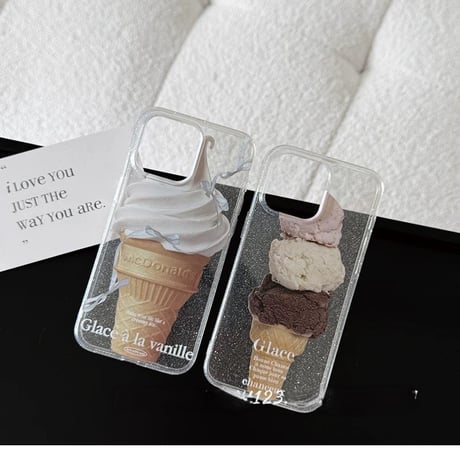 【iPhone17対応】アイスクリームラメiPhoneケース