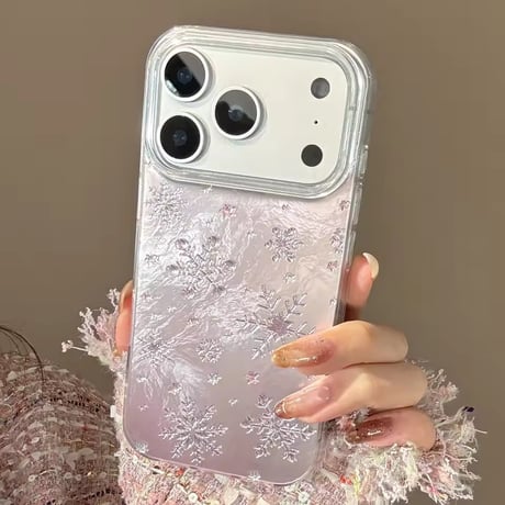 【iPhone17/Air対応】雪の結晶❄キラキラグリッターiPhoneケース