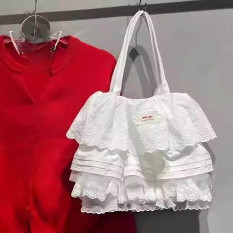 レースフリルトートバッグ