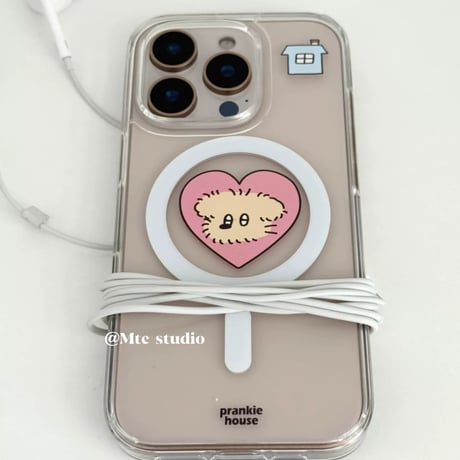 ゆるわんこハートグリップ付きiPhoneケース