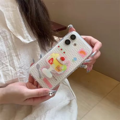 くまさんプリンアラモード🍮グリップ付きiPhoneケース