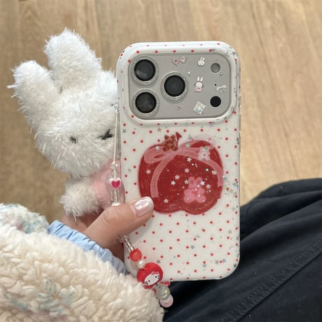 チャーム🍎デコアップルドットiPhoneケース