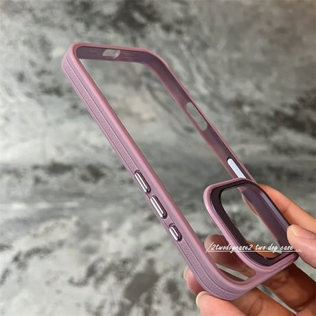 くすみぴんくフレームシンプルクリアiPhoneケース