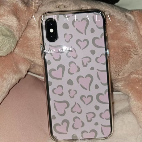ハートレオパードピンクiPhoneケース