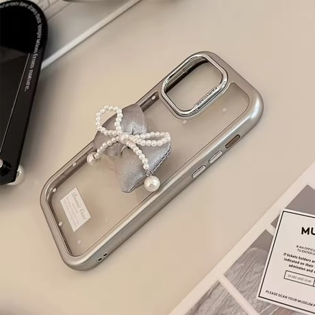 ダブルリボン🎀クリアドットiPhoneケース