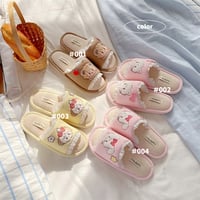 cute animals フリル コットンリネン ルームシューズ/スリッパ/部屋着/ルームシューズ/ルームウェア