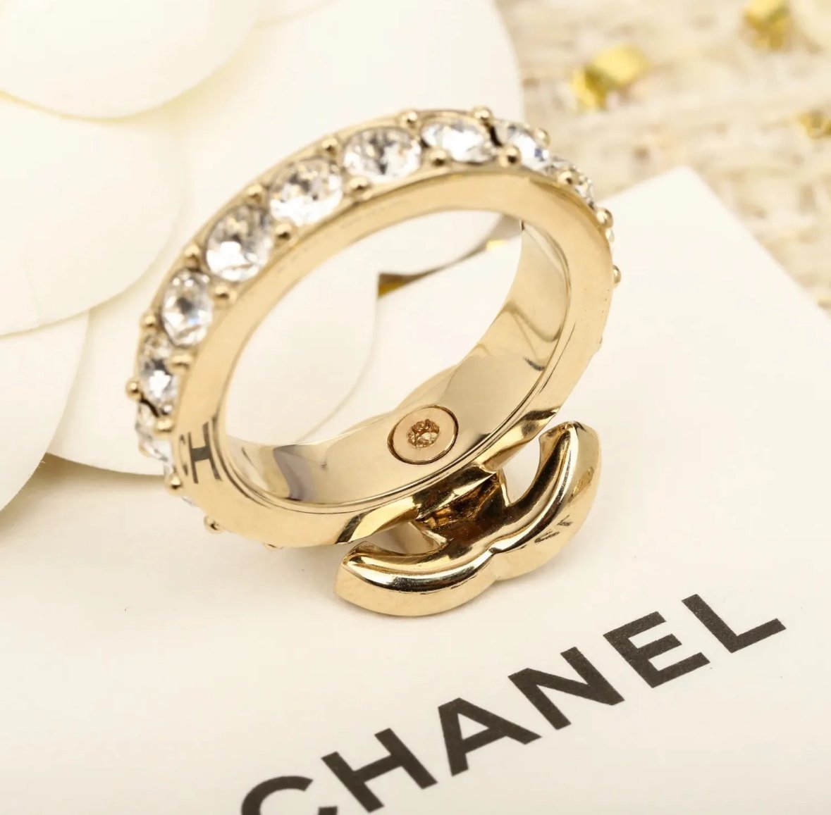 エレガント【CHANEL】25P ビジュー CCロゴ 3連 リング (CHANEL