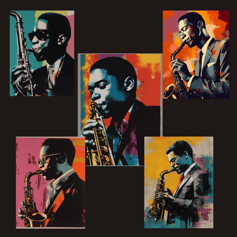 ジャズプレイヤー ウォールアート 5枚セット ~Jazz player wall art~ |