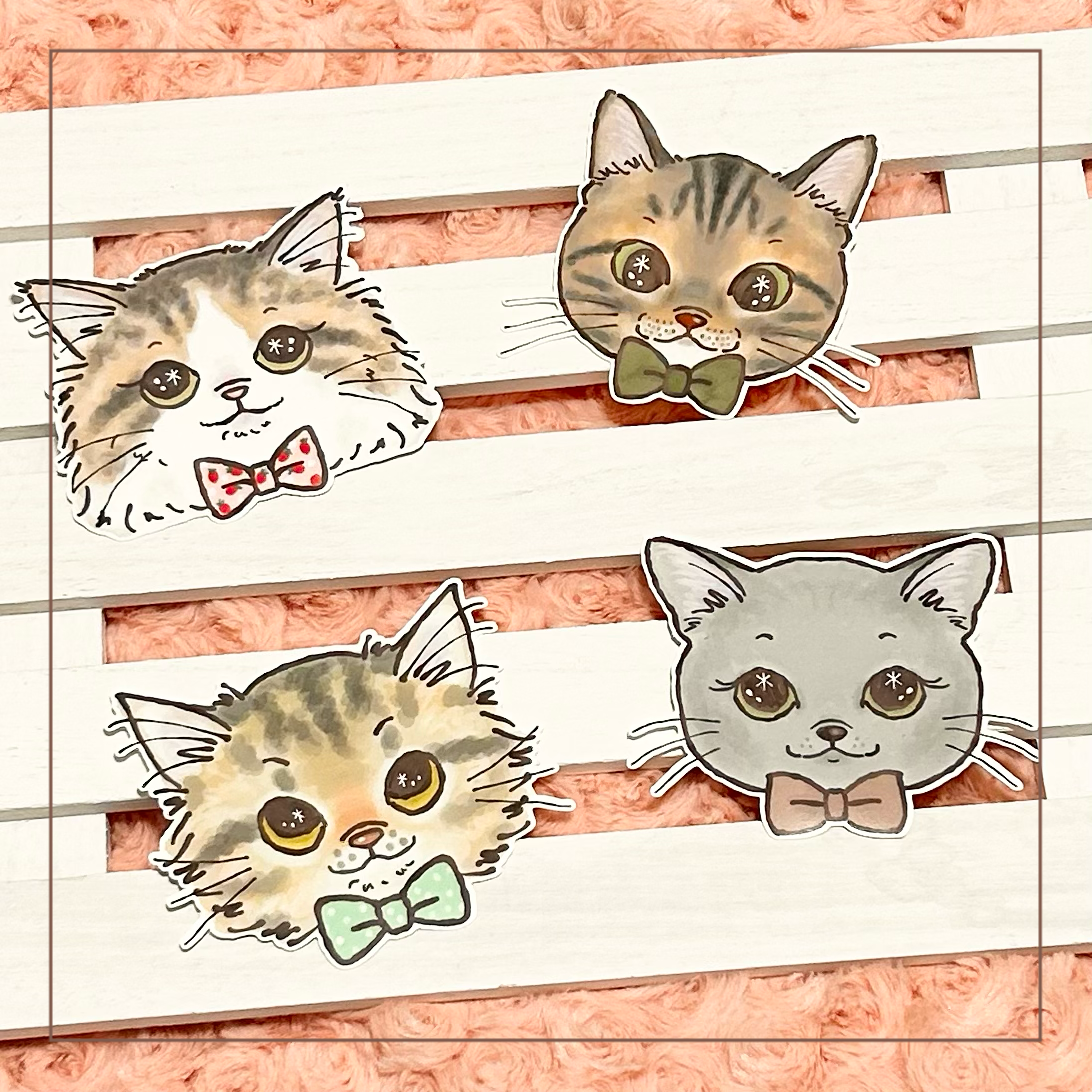 ねこちゃんフレークステッカー（大） 3枚セット | KIKORI NO OEKAKI