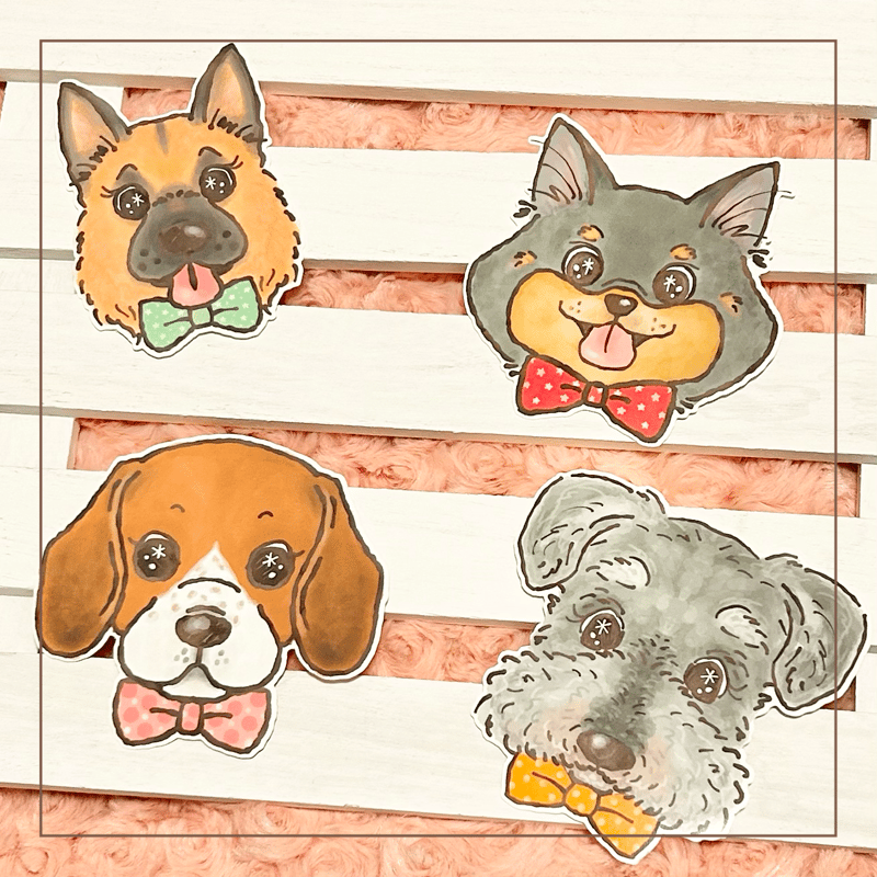 わんちゃんフレークステッカー（大） 3枚セット | KIKORI NO OEKAKI