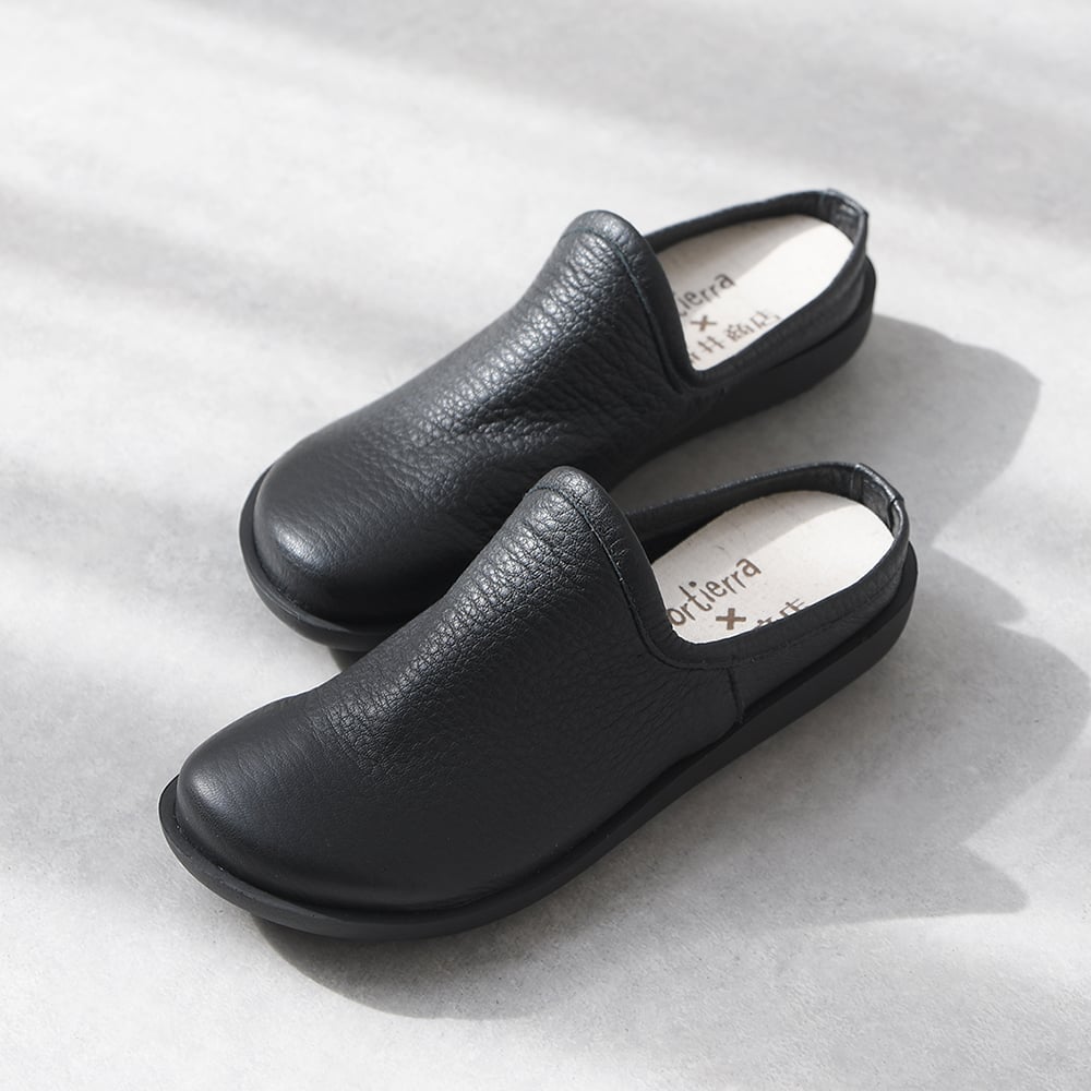 履いたそばからなじむサボ ブラック | 外反母趾でも痛くない≪革の