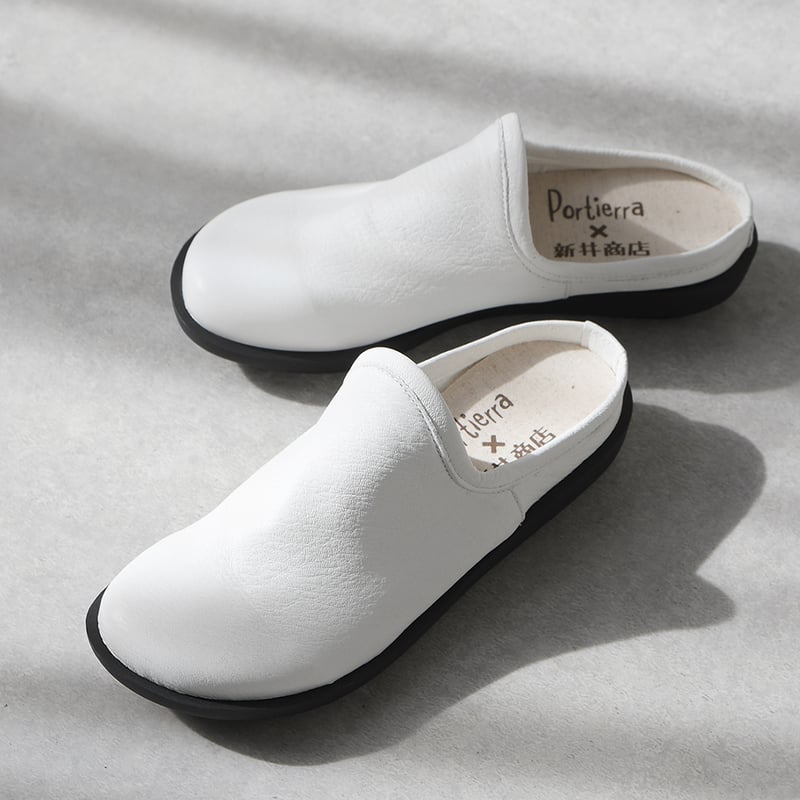 履いたそばからなじむサボ ホワイト | 外反母趾でも痛くない≪革の