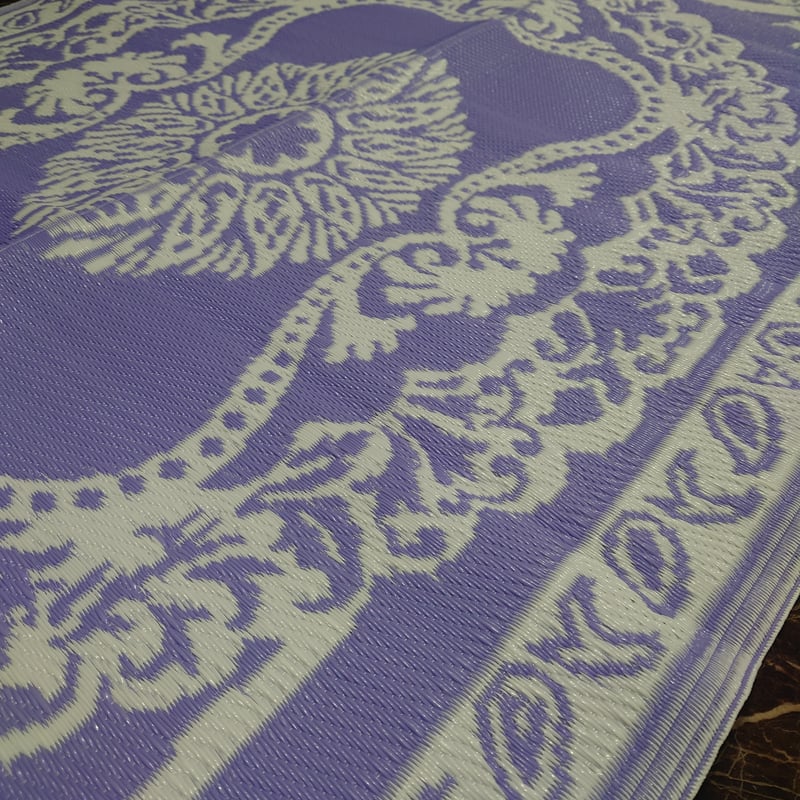 ★インド製★ラグ★インド刺繍★敷物★ インドの家庭用ラグ（ゴザ） パープル | yumidori