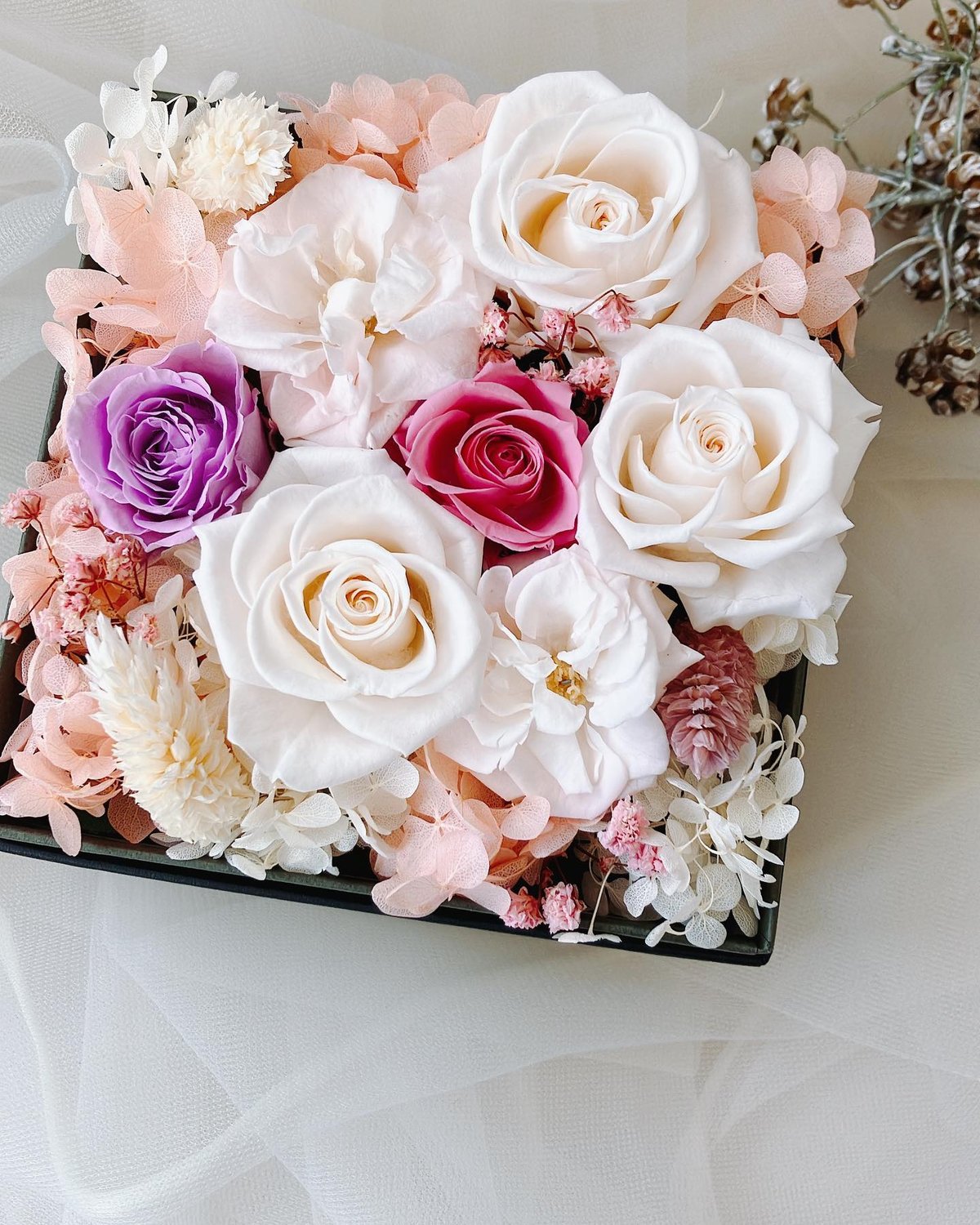 送料無料》プリザーブドフラワー＊ボックスアレンジ＊フラワー