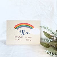 ネームボード／rainbow／手刺繍 命名書／オーダーメイド／バースボード