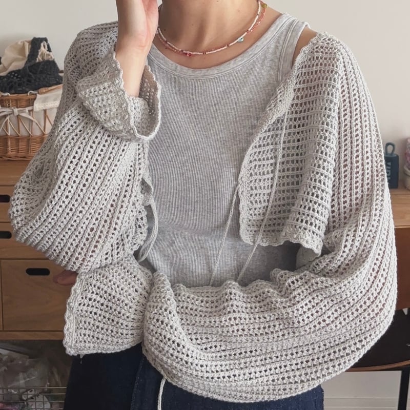 yukiemonかぎ針スワンフリルカーデ（3L）数量限定品 yukiemonかぎ針スワンフリルカーデ（3L）数量限定品