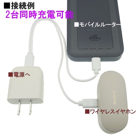 エスエスエーサービス 充電専用 2台同時充電ケーブル Type-C - Type-C2股ケーブル 5V3A出力対応 約20センチ SU2-TCC20X2WH ホワイト