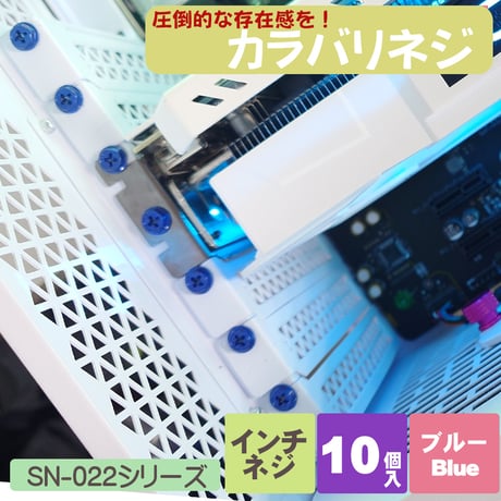 カラバリネジ 十字穴付き六角インチネジ ブルー パソコン 電源 I/Oパネル マザーボード固定 グラフィックカード固定 エスエスエーサービス SN-022BL