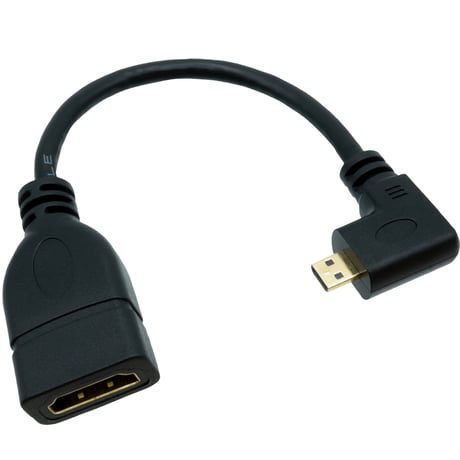 microHDMI（オス）- HDMI TYPE-A(メス） L型変換ショートケーブル 右向き 約15ｃｍ デジカメ ビデオカメラ パソコン ラズパイ接続に MCHDMI-15HR