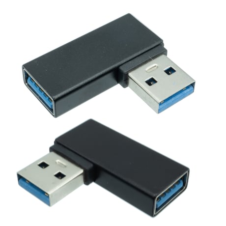 USB3.0 A 5Gbps転送対応 L型変換コネクタ 左右セット SUAF-UAML3 USB3.0 A オス-メス L型左右向き エスエスエーサービス SUAF-UAMRL3