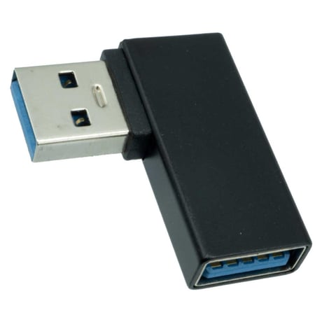 USB3.0 A 5Gbps転送対応 L型変換コネクタ 右向き2個セット オス-メス エスエスエーサービス SUAF-UAMRR3　エスエスエーサービス