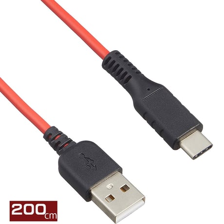 エスエスエーサービス USB2.0 A - TYPE-C ケーブル 200cm SSA SU2-TC200R レッド