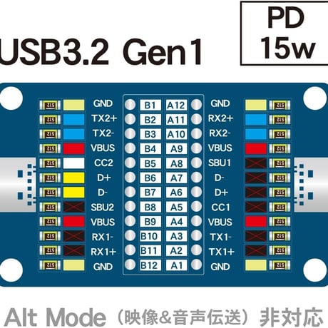 エスエスエーサービス 24pin対応 Type-Cケーブル結線検出モジュールボード USB-C ケーブルチェッカー MS-010