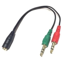 3.5mm 4極ステレオ(メス)- 3極ステレオ音声+マイク(オス) ケーブル 15cm エスエスエーサービス ST35-SM35M