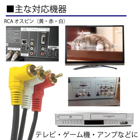 エスエスエーサービス AVケーブル RCA(赤・白・黄）両側 L型コネクタ ビデオ テレビ ゲーム機などに 約1m SAAV-RCA10LLL