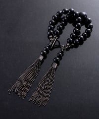 ball chain tassel two-strand bracelet (black)