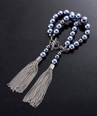 ball chain tassel two-strand bracelet (silver)